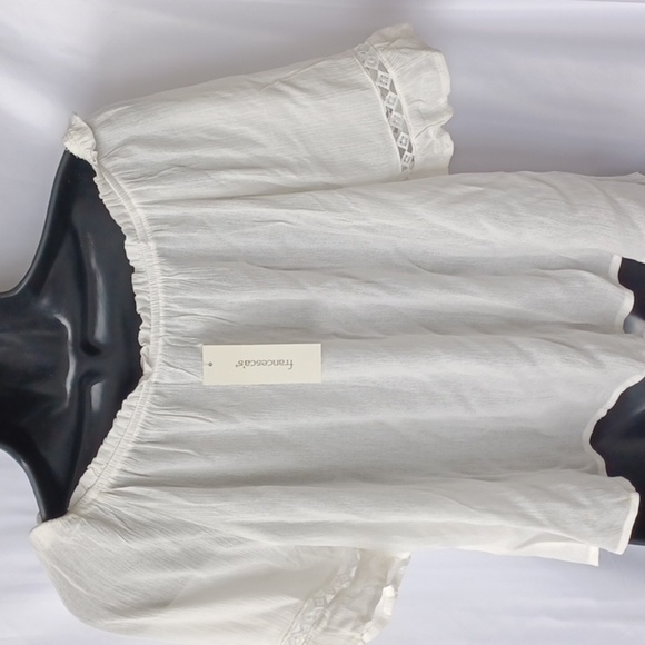 Francesca's Collections Tops Mi Ami Off Shoulder Croquet Short Sleeve Top L - Picture 4 of 7